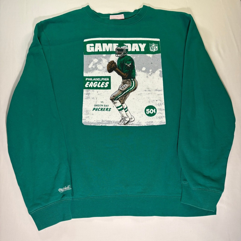 Mitchell & Ness Philadelphia Eagles Game Day Sweatshirt Green Mens L NFL Retro